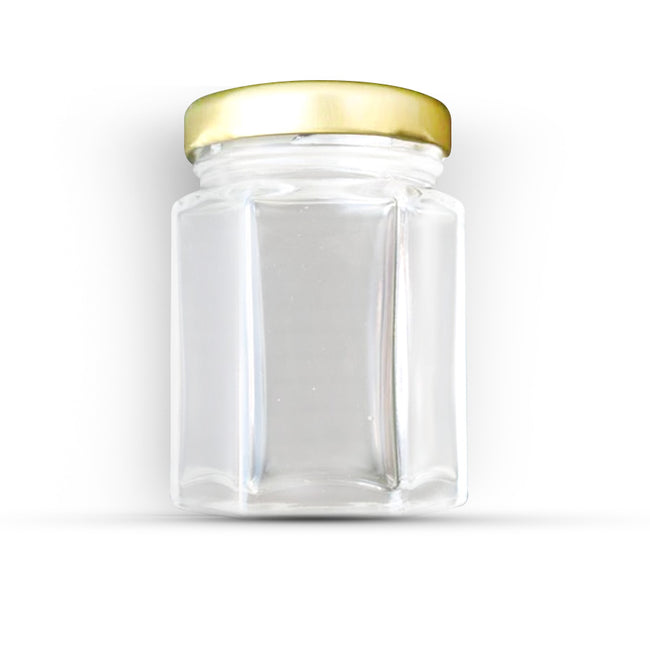 55mL Hex Glass Jar with gold lid