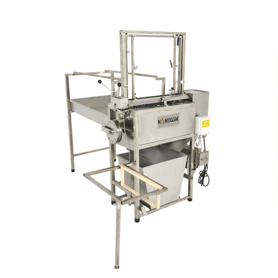 Semi automatic Königin uncapping machine with heated swinging knives, with 1m tank and frame holder