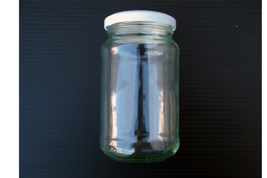 375ml glass jar with white plastic lid
