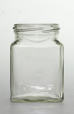 190ml Square glass jar with gold lid